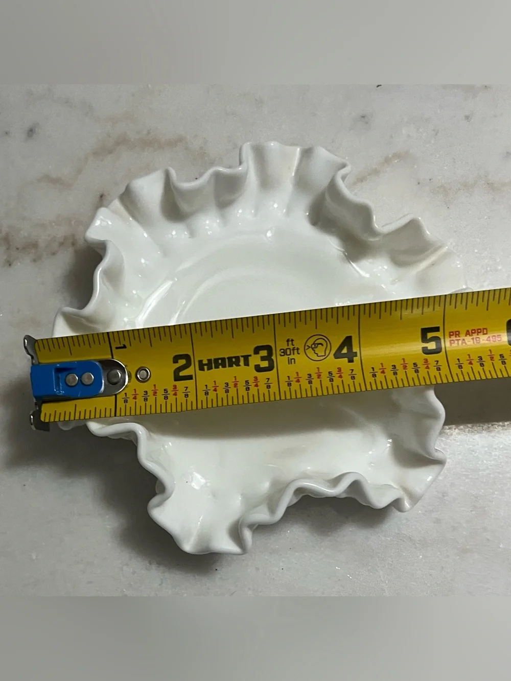 VINTAGE FENTON WHITE MILK GLASS HOBNAIL RUFFLED BOWL 6” TRINKET CANDY DISH